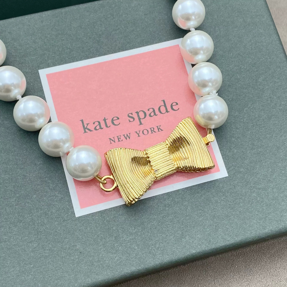 kate spade Gold Plated Pearl Butterfly Bow Necklace